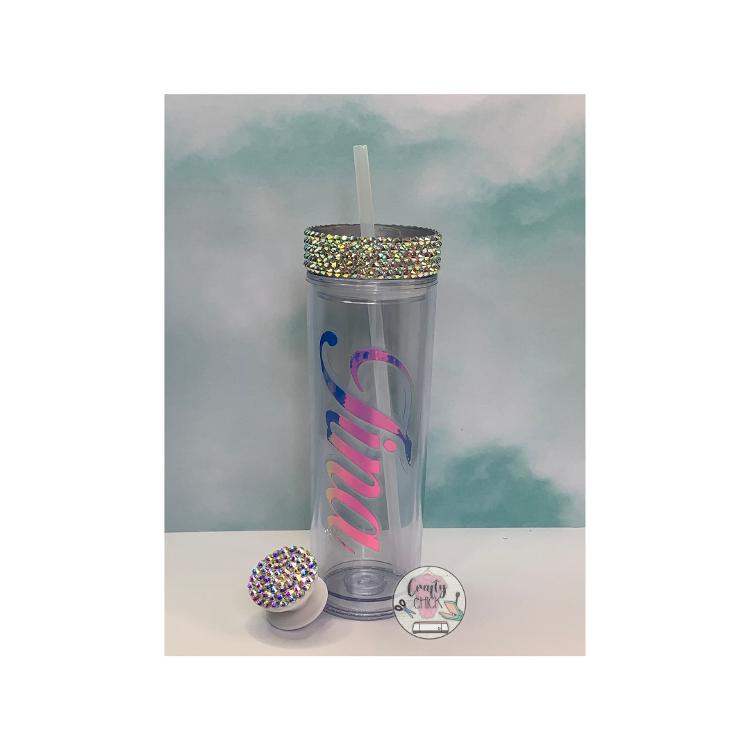 Acrylic Skinny Tumbler with Rhinestone Top