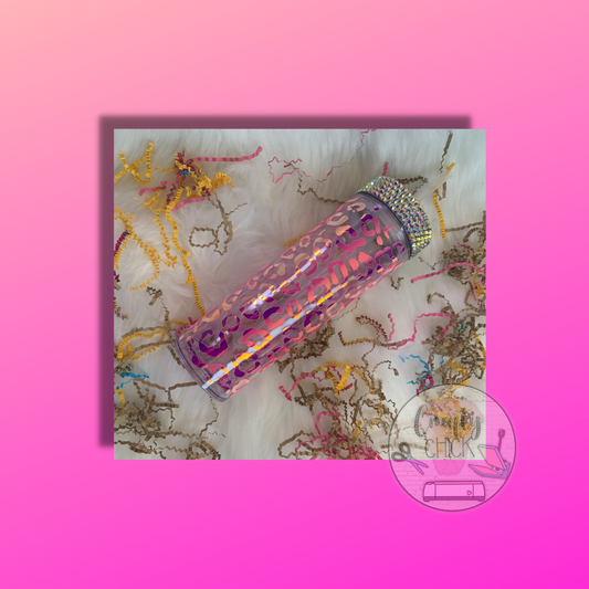 Holographic Leopard W/ Rhinestone Tumbler